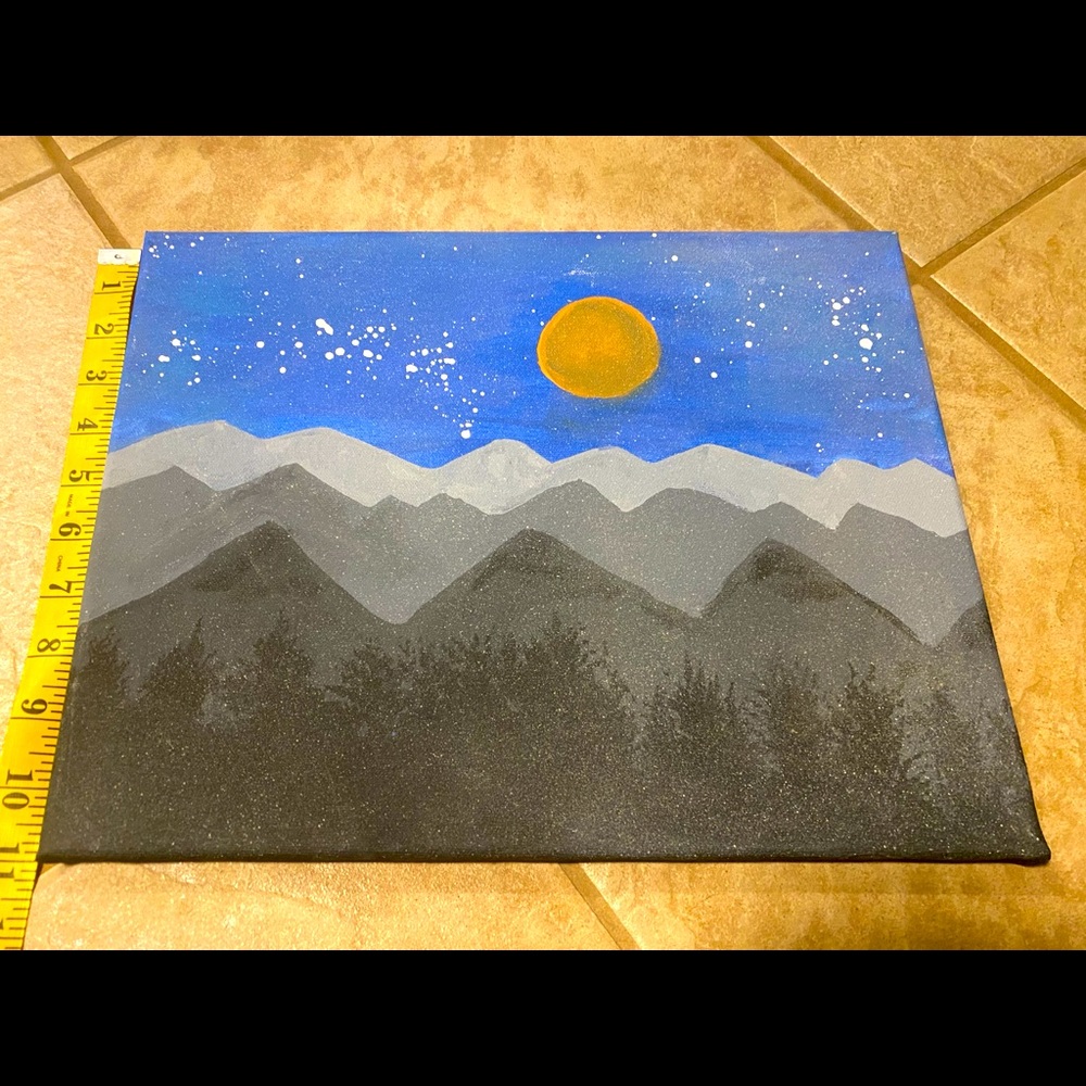 Canvas hand painted mountains